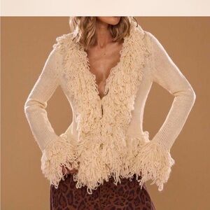 NWT Brand New Shein Cream fringe cardigan